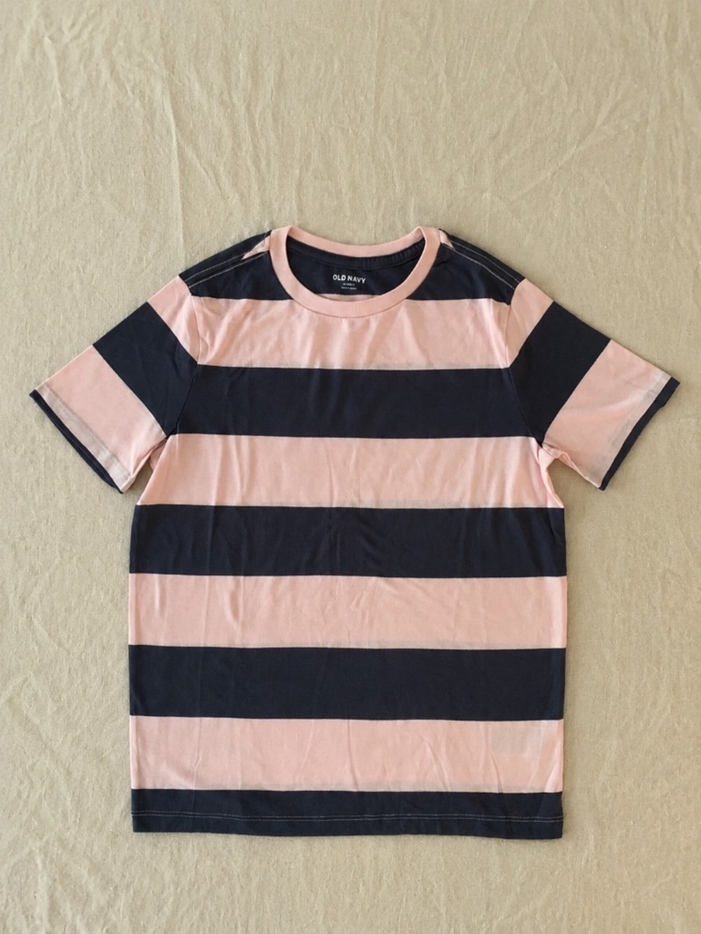 Old Navy Kids Pink Navy Wide Stripe T-Shirt Size L 10-12